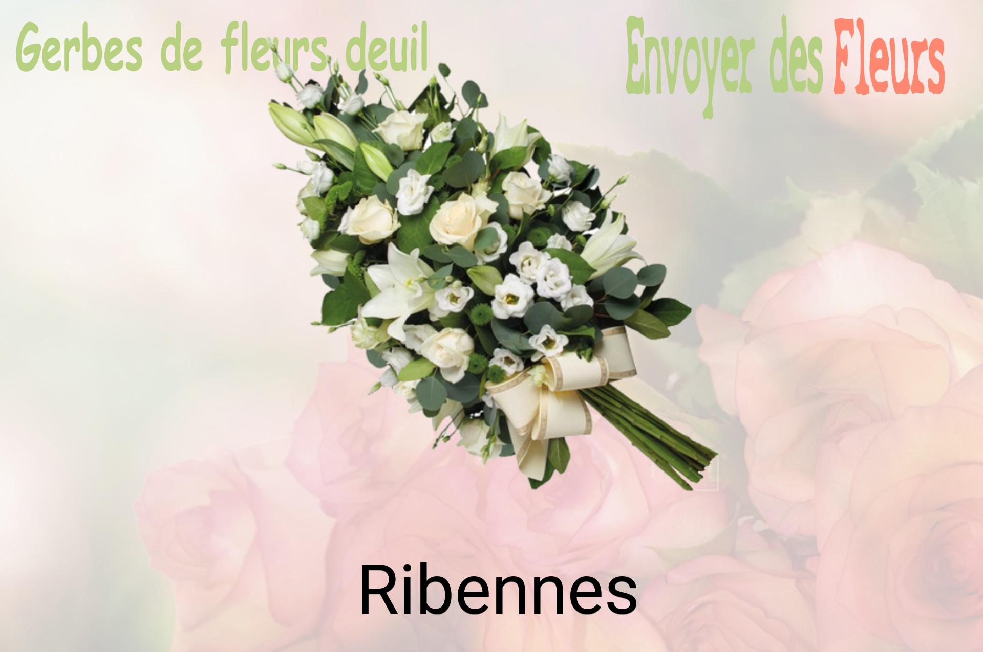 Gerbe de fleurs de deuil livrée à Ribennes